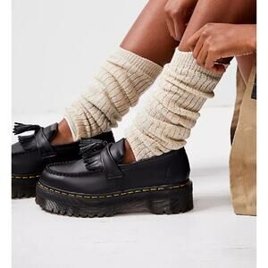 Dr. Martens Adrian Quad Platform Tassel Loafers Black Leather Women's US 8